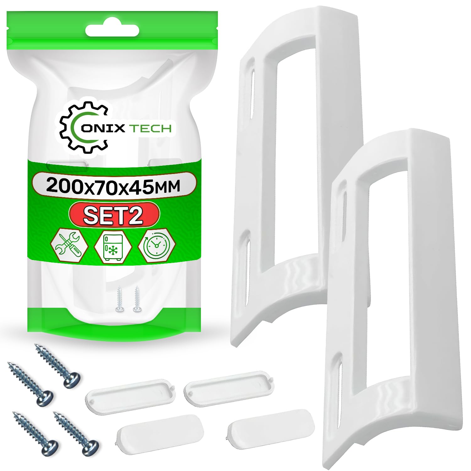 Universal KühlschrankTürgriffe und GefrierTürgriff Set 105-160mm 2 Stück Guarantee 5 Jahre